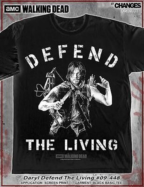 THE WALKING DEAD AMC DEFEND THE LIVING WALKERS ZOMBIES BITER TWD TEE SHIRT S-3XL