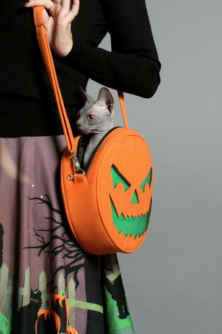 Glow in the Dark Jack O Lantern Pumpkin Crossbody Bag in Vinyl –  www.