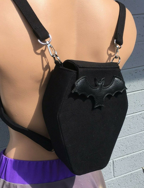 Sweet Midnight Coffin Bat Black Horror Punk Goth Vegan Fanny  display picture 2