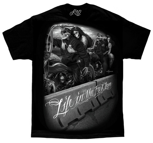 DGA David Gonzales Art Ride or Die Fast Lane Motorcycles Bikers Skulls T Shirt DGA David Gonzales Art Ride or Die Fast Lane Motorcycles Bikers Skulls T Shirt