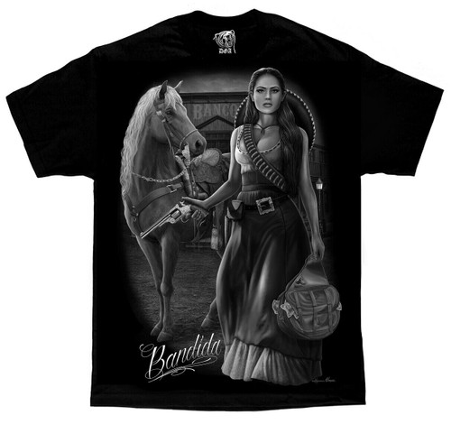 DGA David Gonzales Art Bandida Bandit Robber Guns Cowgirl Horse Money T Shirt DGA David Gonzales Art Bandida Bandit Robber Guns Cowgirl Horse Money T Shirt