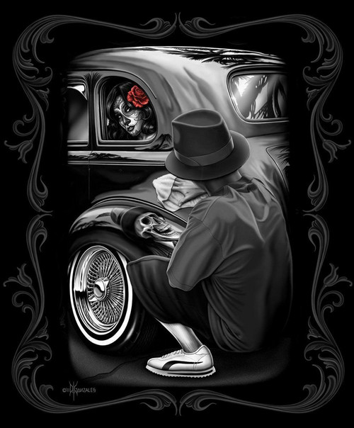 Dga David Gonzales Art Reflections Low Rider Rose Skull Tin Metal Poster Sign Fearless Apparel Shop affordable wall art to hang in dorms, bedrooms, offices, or anywhere blank walls aren't welcome. dga david gonzales art reflections low rider rose skull tin metal poster sign