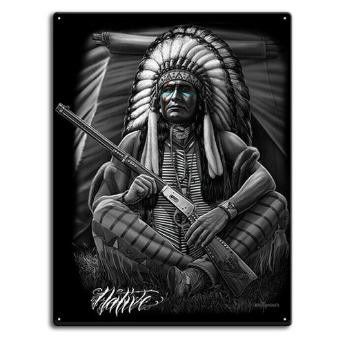 DGA David Gonzales Art Native American Indians Warrior Tin Metal