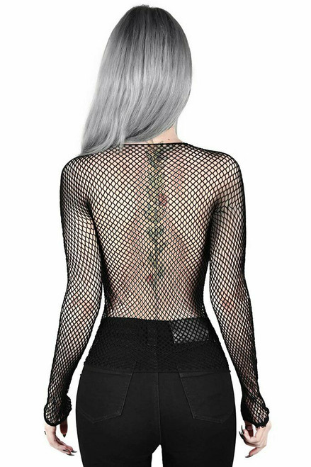 Killstar Hellrazor Gothic Occult Punk Long Sleeve Fishnet Top Shirt  KSRA000077 - Fearless Apparel