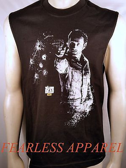 THE WALKING DEAD SHOOTING RICK ZOMBIE HORDE SHOTS FIRED AMC MUSCLE SHIRT S-2X