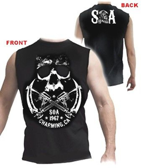 AUTHENTIC SONS OF ANARCHY CROSSED WEAPONS SOA MUSCLE T SHIRT S M L XL 2XL 3XL AUTHENTIC SONS OF ANARCHY CROSSED WEAPONS SOA MUSCLE T SHIRT S M L XL 2XL 3XL