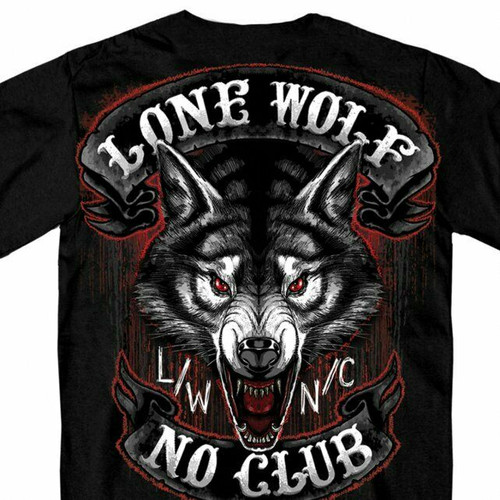 Jumbo Lone Wolf No Club Motorcycle Biker Tattoos Animal USA Mens T Shirt GMD1343 Jumbo Lone Wolf No Club Motorcycle Biker Tattoos Animal USA Mens T Shirt GMD1343