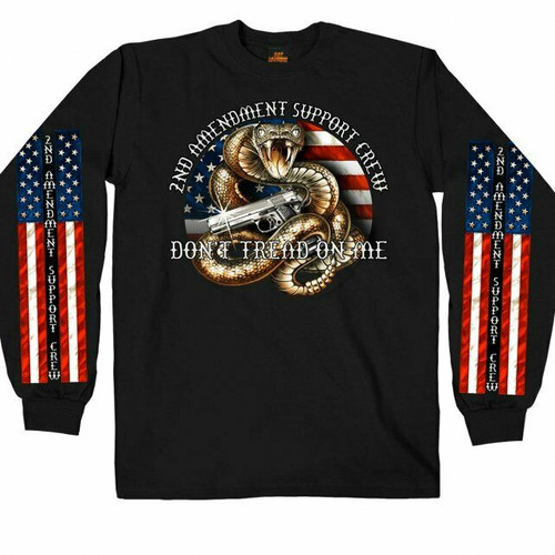 Rattler 2nd Amendment Snake USA Motorcycle Biker Long Sleeve T Shirt GMS2371 Rattler 2nd Amendment Snake USA Motorcycle Biker Long Sleeve T Shirt GMS2371