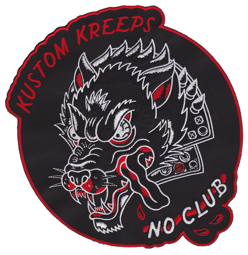 Sourpuss Kustom Kreeps No Club Wolf Tattoos Art Punk Goth Oversized Patch KKP26