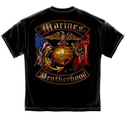 United States Marine Corps USMC Double American Flag Brotherhood T Shirt MM2239 United States Marine Corps USMC Double American Flag Brotherhood T Shirt MM2239
