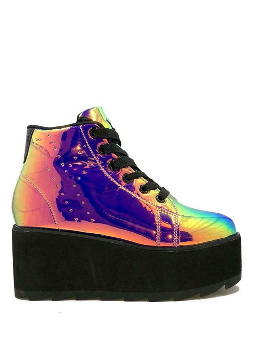 YRU Lala Hi Pink Black Atlantis Holographic Punk Raver Gothic Platforms Sneakers YRU Lala Hi Pink Black Atlantis Holographic Punk Raver Gothic Platforms Sneakers