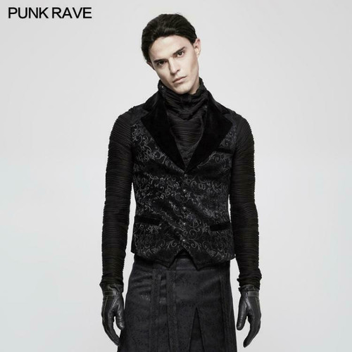Punk Rave Jacquard Velvet Goth Steampunk Victorian Black Waistcoat Vest Y-807 Punk Rave Jacquard Velvet Goth Steampunk Victorian Black Waistcoat Vest Y-807