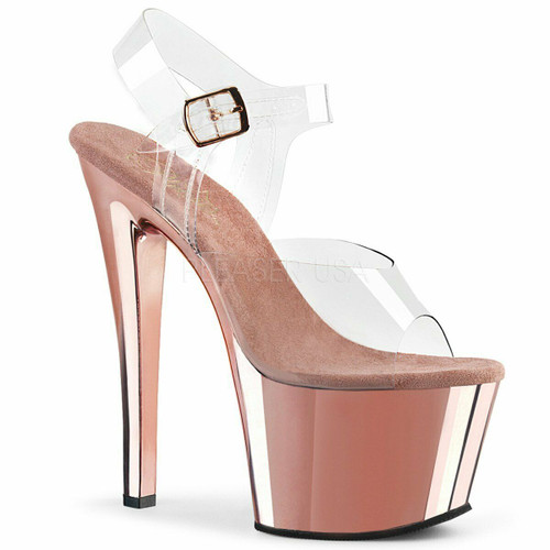 Pleaser Sexy Exotic Dancing Rose Gold Clear Platforms 7" High Heel Shoes Sky-308 Pleaser Sexy Exotic Dancing Rose Gold Clear Platforms 7" High Heel Shoes Sky-308
