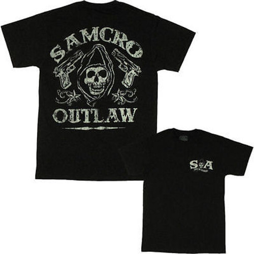 SONS OF ANARCHY SOA SAMCRO OUTLAW HAND GUN SKULL PUNK BIKER T TEE SHIRT S-3XL SONS OF ANARCHY SOA SAMCRO OUTLAW HAND GUN SKULL PUNK BIKER T TEE SHIRT S-3XL