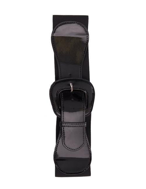 Steady Clothing Wide Black Punk Rockabilly Gothic Elastic Womans Belt RS19300 Steady Clothing Wide Black Punk Rockabilly Gothic Elastic Womans Belt RS19300
