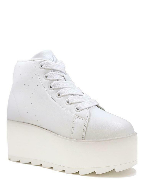 YRU Lala White Hi Top Gothic Punk Raver Festival Kawaii Platforms Sneakers YRU Lala White Hi Top Gothic Punk Raver Festival Kawaii Platforms Sneakers
