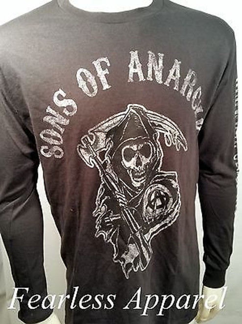 SONS OF ANARCHY SOA GRIM REAPER LOGO FADED BLACK L/S LONG SLEEVE SHIRT MEN S-3XL SONS OF ANARCHY SOA GRIM REAPER LOGO FADED BLACK L/S LONG SLEEVE SHIRT MEN S-3XL