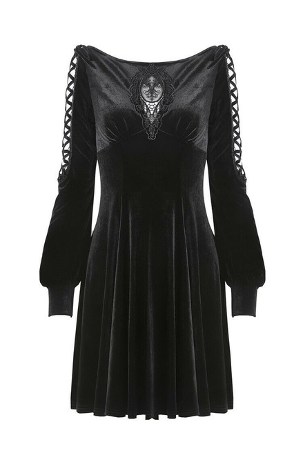 Dark In Love Gothic Steampunk Lolita Lace Up Black Velvet Mini Dress ...