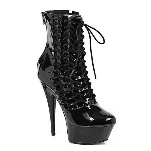 Ellie Shoes Gothic Bondage Vinyl 6" Heel Ankle Boots Costume Shoes 609-MILLA Ellie Shoes Gothic Bondage Vinyl 6" Heel Ankle Boots Costume Shoes 609-MILLA