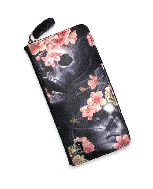 Liquor Brand Sakura Skulls Cherry Blossoms Flowers Clutch Wallet LB-ABWL-19004 Liquor Brand Sakura Skulls Cherry Blossoms Flowers Clutch Wallet LB-ABWL-19004
