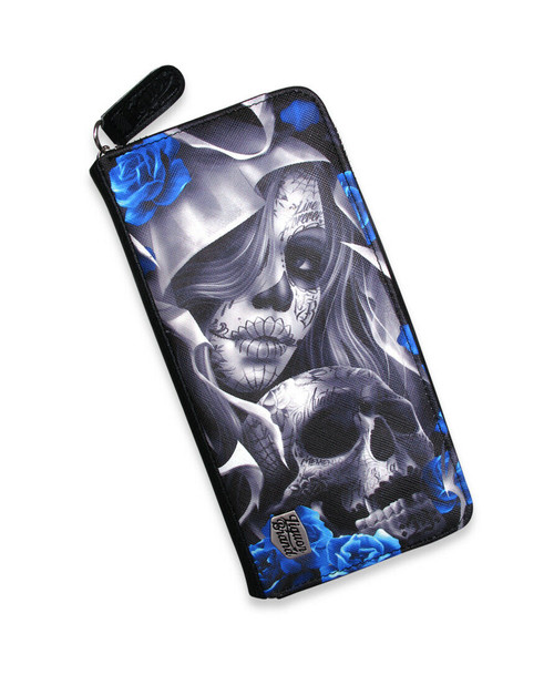 Liquor Brand Los Muertos Sugar Skull Gothic Punk Clutch Wallet LB-ABWL-19002 Liquor Brand Los Muertos Sugar Skull Gothic Punk Clutch Wallet LB-ABWL-19002