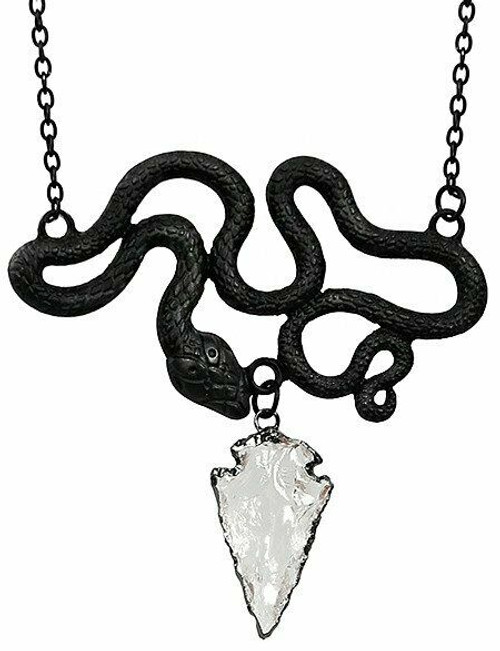Restyle Entwine Snakes Serpents Quartz Gothic Punk Occult Witchy Black Necklace Restyle Entwine Snakes Serpents Quartz Gothic Punk Occult Witchy Black Necklace