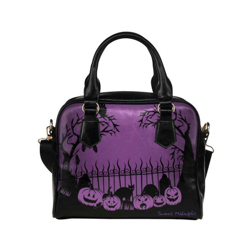 Sweet Midnight Trick or Treat Graveyard Pumpkins Haunted Halloween Handbag Purse Sweet Midnight Trick or Treat Graveyard Pumpkins Haunted Halloween Handbag Purse