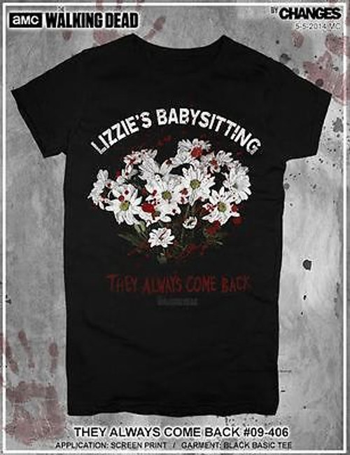 THE WALKING DEAD AMC LIZZIE'S BABY SITTING LOOK AT FLOWERS JRS T TEE SHIRT S-XXL
