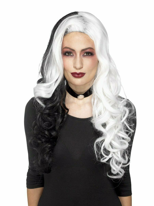 Movie Evil Madame Cruella De Ville Cosplay Costume Women Wig Black