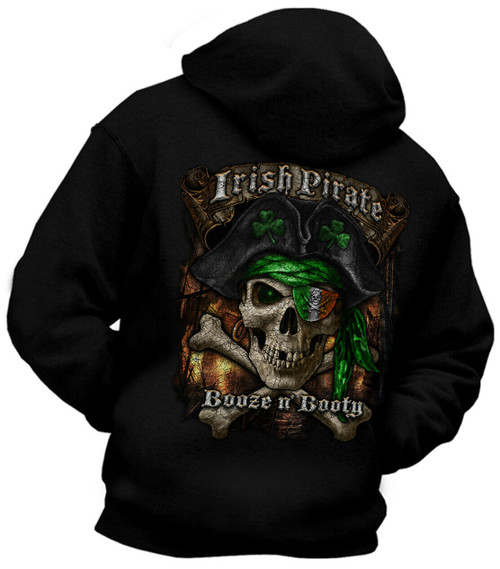 Irish Pirate Captain Booze n Booty Skull Ireland Flag St Patricks Day Hoodie Irish Pirate Captain Booze n Booty Skull Ireland Flag St Patricks Day Hoodie