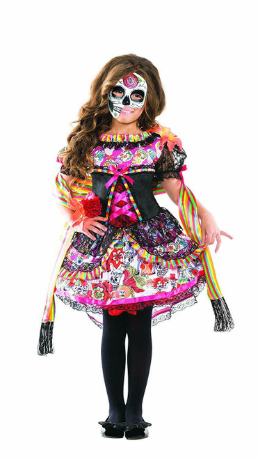 Party King Day of the Dead Sugar Skull Dress Childrens Halloween Costume PK156C Party King Day of the Dead Sugar Skull Dress Childrens Halloween Costume PK156C