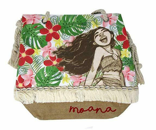 Loungefly Disney Moana Floral Hawaiian Hibiscus Burlap Tote Bag Purse WDTB1557