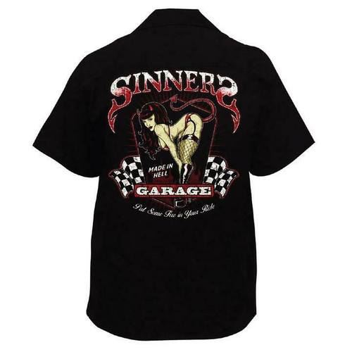 Lethal Threat Highway Outlaw Sinners Garage Devil Button Down Work Shirt HW50175