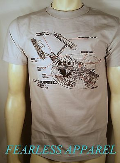 Authentic Star Trek U.S.S Enterprise Ship Diagram Blueprints Mens T Shirt S-2Xl Authentic Star Trek U.S.S Enterprise Ship Diagram Blueprints Mens T Shirt S-2Xl