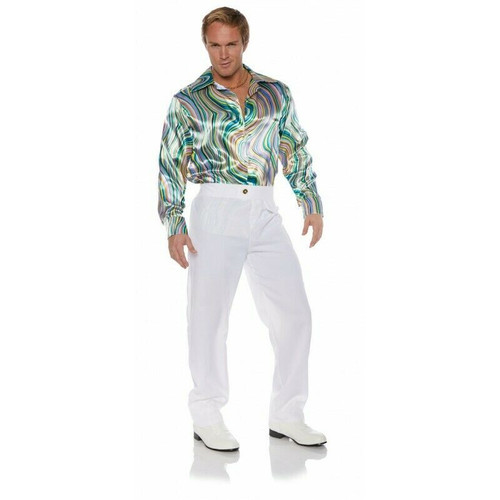 Underwraps Disco Swirls Green 70s Dance Shirt Adult Mens Halloween Costume 29838 Underwraps Disco Swirls Green 70s Dance Shirt Adult Mens Halloween Costume 29838