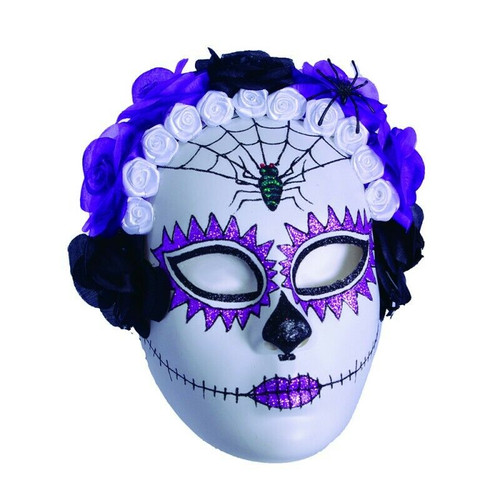 Underwraps Day of the Dead Sugar Skull Spider Roses Mask Halloween Costume 28140 Underwraps Day of the Dead Sugar Skull Spider Roses Mask Halloween Costume 28140