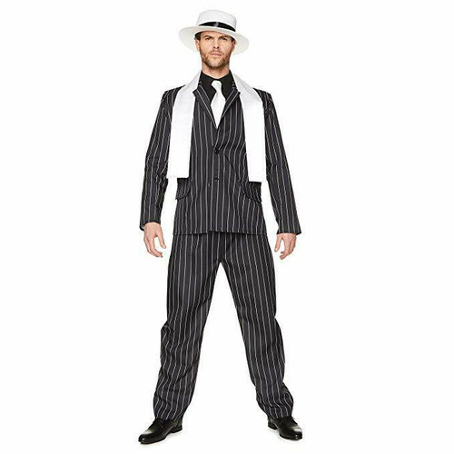 Karnival Gangster Mobster Boss Stripe Suit Adult Mens Halloween Costume 82029