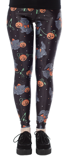 Sourpuss Feline Spooky Cats Pumpkins Halloween Gothic Punk Leggings SPLE37 Sourpuss Feline Spooky Cats Pumpkins Halloween Gothic Punk Leggings SPLE37