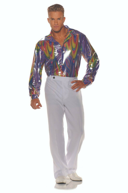 Underwraps Disco Purple Swirls 70s Dance Shirt Adult Men Halloween Costume 28595 Underwraps Disco Purple Swirls 70s Dance Shirt Adult Men Halloween Costume 28595