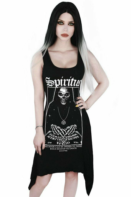 Killstar Spiritus Grim Reaper Ouija Board Gothic Lace Up Tunic Dress KSRA001350 Killstar Spiritus Grim Reaper Ouija Board Gothic Lace Up Tunic Dress KSRA001350
