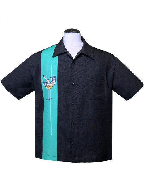Steady Clothing Martini Girl Single Panel Mint Bowling Button Down Shirt ST35692 Steady Clothing Martini Girl Single Panel Mint Bowling Button Down Shirt ST35692