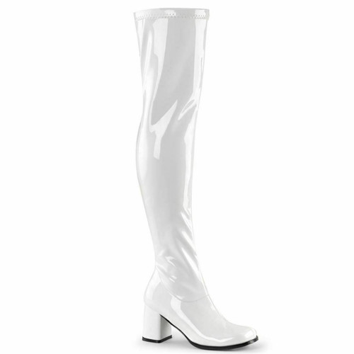 Funtasma Gogo Dancer Thigh High White Halloween Costume Boots Shoes GOGO-3000