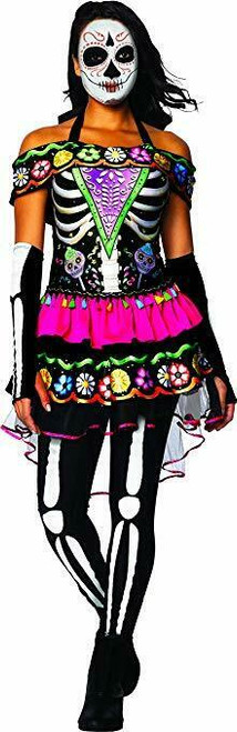 Charades Day of the Dead Sugar Skull Dress Adult Womens Halloween Costume 03723 Charades Day of the Dead Sugar Skull Dress Adult Womens Halloween Costume 03723