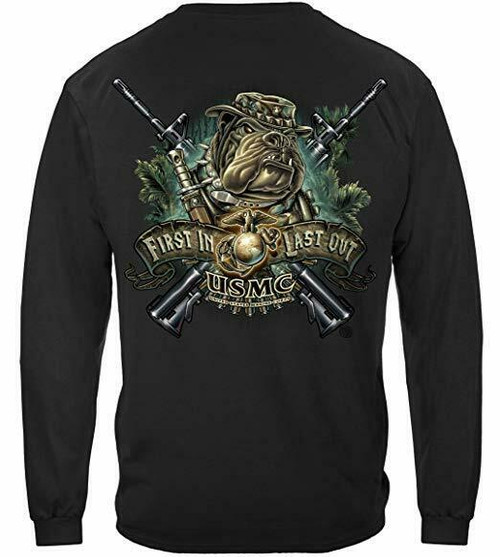 USMC United States Marine Corps Devil Dog First In Long Sleeve T Shirt MM108LS USMC United States Marine Corps Devil Dog First In Long Sleeve T Shirt MM108LS