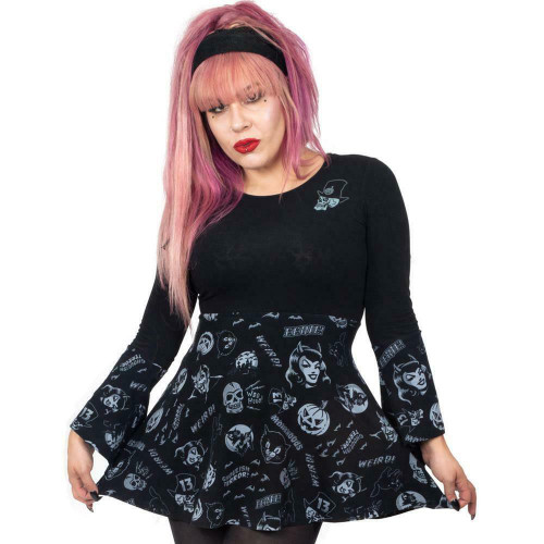 Kreepsville 666 Spookshow Pumpkins Cats Halloween Babydoll Top Shirt DRSKSSBG Kreepsville 666 Spookshow Pumpkins Cats Halloween Babydoll Top Shirt DRSKSSBG