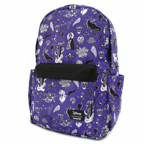 Loungefly Nylon Backpack: Disney Villain Icons AOP