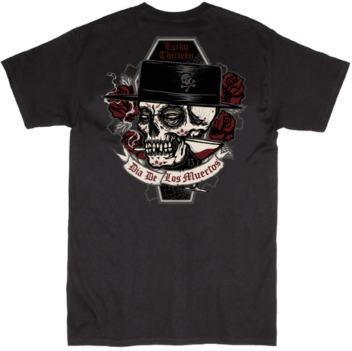 Lucky 13 Muerto Day of the Dead Sugar Skull Tattoos Rose Flower T Shirt LM1000MU Lucky 13 Muerto Day of the Dead Sugar Skull Tattoos Rose Flower T Shirt LM1000MU