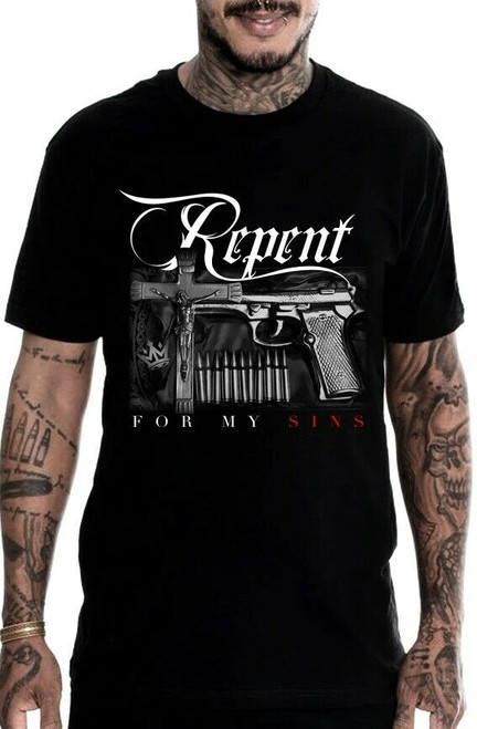 Mafioso Repent for my Sins Cross Bullets Crucifix Guns Tattoos Urban T Shirt Mafioso Repent for my Sins Cross Bullets Crucifix Guns Tattoos Urban T Shirt