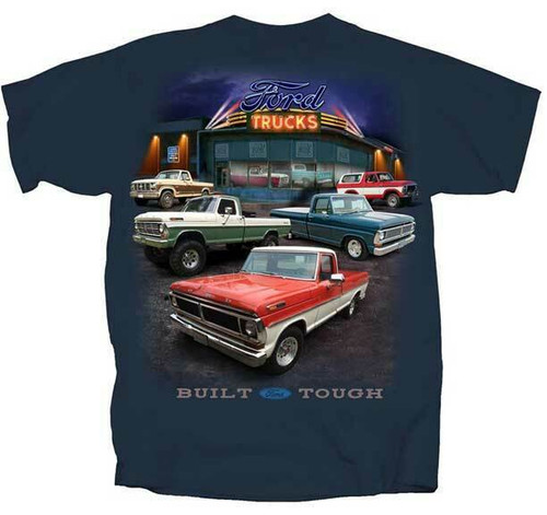 Ford Vintage Dealer Scene Trucks Cars Built Tough Neon Retro T Shirt FMDRT-U Ford Vintage Dealer Scene Trucks Cars Built Tough Neon Retro T Shirt FMDRT-U