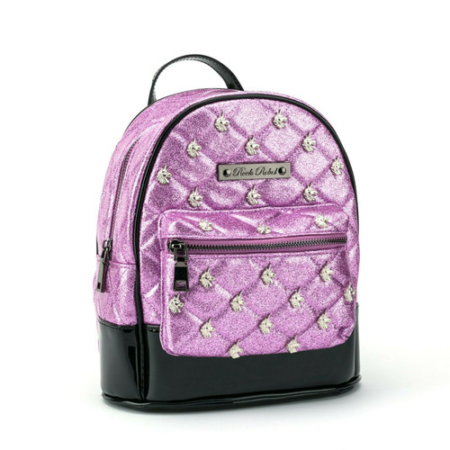 Rock Rebel Pink Glitter Unicorn Goth Punk Mythical Backpack HB83-PINKGLITTERUNI Rock Rebel Pink Glitter Unicorn Goth Punk Mythical Backpack HB83-PINKGLITTERUNI